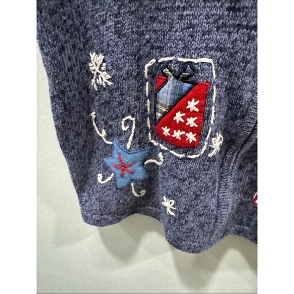 Bobbie Brooks Christmas Holiday Sweater Vest Size Large Snowman & Sleigh - Picture 12 of 12